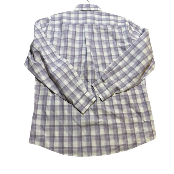 👔‎ Jos. A. Bank Tailored Fit Purple Plaid Button Down Shirt L ✨ Classic - Picture 2 of 3